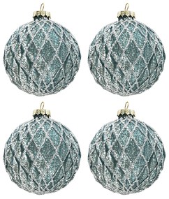 Modro-strieborná vianočné gule (sada 4ks) - Ø 8 cm