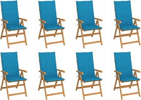 vidaXL Sklápacie záhradné stoličky s podložkami 8 ks tíkový masív