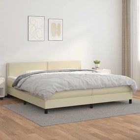 Boxspring posteľ s matracom krémová 200x200 cm umelá koža 3141085