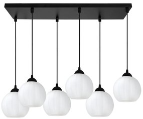 Závesné svietidlo Costa, 6x biele sklenené tienidlo, b