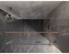 Mexen Lunar T, sklopný pravý sprchový kút 140 x 80 cm, 8mm číre sklo, profil medená matná, 834T-140-080-65-00-P