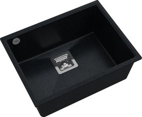 Sink Quality Argon 60, kuchynský granitový drez 550x420x225 mm + chrómový sifón, čierna škvrnitá-Brocade, SKQ-ARG.B.1KBO.60.X