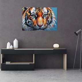 Obraz - Pohľad tigra, maľba (90x60 cm)