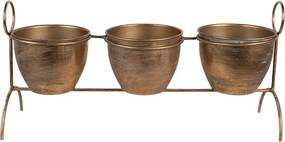 Medený antik plechový obal na kvetináč na nôžkach - 47*14*23 cm