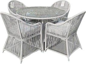 Garden Line ZÁHRADNÝ NÁBYTOK (4 KRESLÁ + STÔL) ŠEDÁ + ŠEDÉ VANKÚŠE *6792