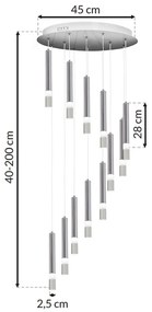 Závesné svietidlo Ice, 12x chrómové kovové tienidlo, ch