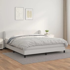 Boxspring posteľ s matracom biela 180x200 cm umelá koža 3127206