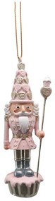 Ružová závesná dekorácia socha Luskáčik s muffinkami - 3*3*11 cm