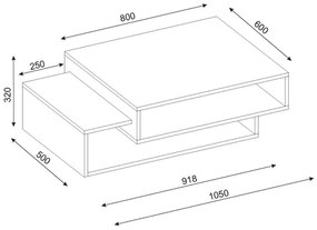 Dizajnový konferenčný stolík Landis 105 cm biely / orech