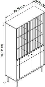 Vysoká vitrína Japandi, 104 cm, béžová kašmír