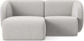 Svetlosivá zamatová rohová pohovka (ľavý roh/s leňoškou) Lani – Makamii