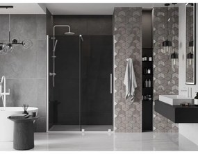 Mexen Velar, posuvné sprchové dvere do otvoru 140 cm, 8mm šedé sklo, biela matná, 871-140-000-41-20