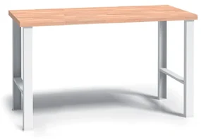 Pracovný stôl do dielne WL, buková škárovka, pevné kovové nohy, 1700 mm