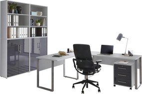 XXXLutz KANCELÁRIA, sivá, antracitová s vysokým leskom, MID.YOU - Kancelárske regály - 001067010503