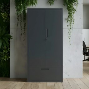 Modulárna kovová multifunkčná skriňa s vysokou zásuvkou antracitová MEGAN 1950 x 900 x 400 mm