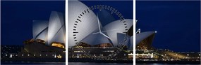 Obraz nočného Sydney (s hodinami) (90x30 cm)