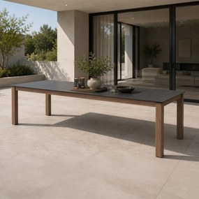 Rozkladací hliníkový stôl Avenberg VALHALLA čierna/natural