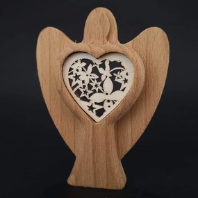 AMADEA Drevený anjel s vkladom - ornament, masívne drevo, výška 10 cm