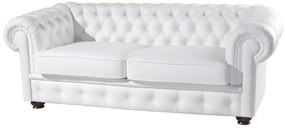 Kožená trojsedačka Chesterfield - wenge / biela (White snow)