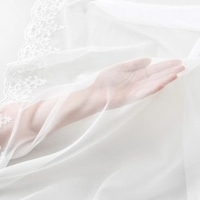 Svetlo smotanová záclona s perleťovo vytkávanou bordúrou zámocký vzor do oblúčka ZAC-026 výška 300 cm Iba metráž