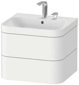 DURAVIT Happy D.2 Plus c-bonded závesná skrinka s nábytkovým umývadlom s dvomi otvormi, 2 zásuvky, 575 x 490 x 480 mm, biela matná lakovaná, HP4635E3636