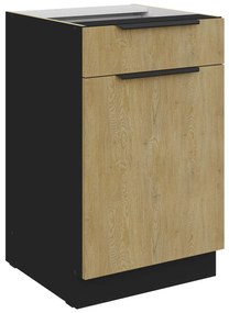 Dolná kuchynská skrinka Carminia 50 D 1F 1S BB PREMIUM BOX (dub cremona + čierna). Akcia -20%. Vlastná spoľahlivá doprava až k Vám domov. 1127985