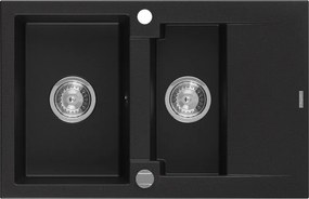 Mexen Gaspar - drez granitový 73,7x47,5cm, 1,5-komorový, čierna, 6507731505-77