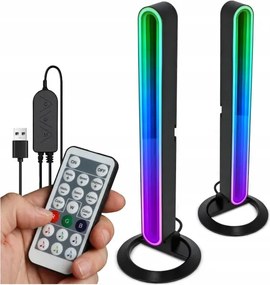 SADA 2x LED RGBIC Stmievateľná stolová lampa LED/5W/5V čierna + diaľkové ovládanie