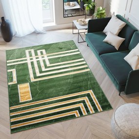 Zaujímavý moderný zelený koberec so zlatým vzorom Šírka: 80 cm | Dĺžka: 150 cm