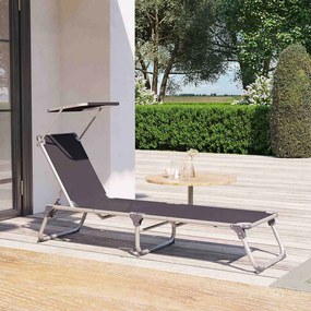Záhradné lehátko MALIBU s nastaviteľnou clonou, 193x55x31cm, šedá SongmicsHome