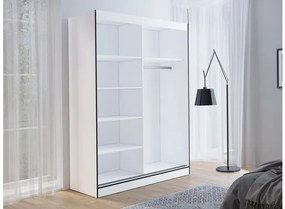 Šatníková skriňa s posuvnými dvermi Birelto II 120 2D, Farby: biela / biela + čierna