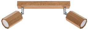 Bodové svietidlo Zeke, 2x drevené tienidlo, (možnosť polohovania)