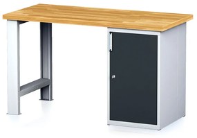 Dielenský pracovný stôl MECHANIC I, pevná noha + dielenská skrinka na náradie, 1500 x 685 x 880 mm, antracitové dvere