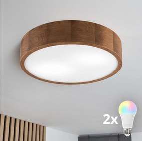 Brilagi - LED RGBW stmievateľné stropné svietidlo CARVALHO 2xE27/15W/230V Wi-Fi dub pr. 37,5