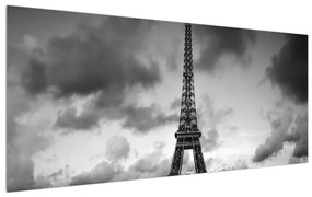Obraz Eiffelovej veže a červeného auta (120x50 cm)