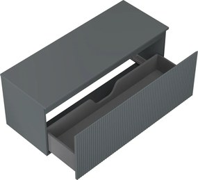 Mexen Rivel, kúpeľňová skrinka 120 cm s hornou časťou, 1 zásuvka, drážkovaná, grafitová matná, 91A20-12047-1-BFC66