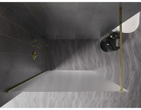 Mexen Kioto-X, sprchová zástena 130 x 200 cm, 10mm sklo námraza, zlatý lesklý profil, 800-130-101-50-30-X