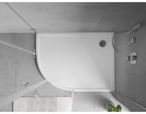 Mexen Flow, asymetrická štvrťkruhová sprchová vanička slim, pravá 100 x 90 cm, biela lesklá, 46Q109010R