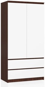 Šatníková skriňa Safwan (wenge + biela). Akcia -12%. Vlastná spoľahlivá doprava až k Vám domov. 1128799