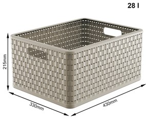 Plastový košík COUNTRY, rovný, béžový (28l - 43x33x22)