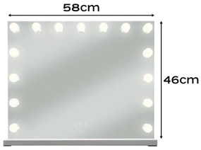 Kozmetické LED zrkadlo s nastaviteľným osvetlením - 58 x 46 cm