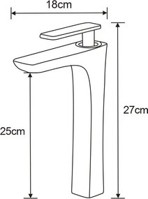 Mexen Indus, vysoká umývadlová batéria, čierna, 744610-70