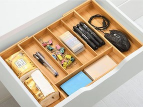 VERK GROUP Organizér do zásuvky, príborník, bambusový, nastaviteľný 27-39 x 37 hĺbka