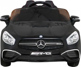 Ramiz Mercedes Benz AMG SL65 S elektrický pre deti Čierna + diaľkové ovládanie + LED Audio + Eco koža + EVA + pomalý štart