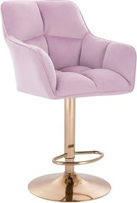 LuxuryForm DESIGN Barová stolička AMALFI VELUR na zlatom tanieri - levanduľa