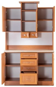 Kredenc II Ramiak 120 s osvetlením, jelša (sklo oblúčik, u10 satyna, marmur lux)