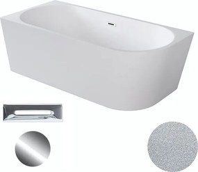 Besco Akrylátová voľne stojaca rohová vaňa Zoya Glam S 150x75 (170x80) biela/strieborná BESCO-Typ výpuste: Click-Clack s prepadom, grafit, BESCO-Rozm…