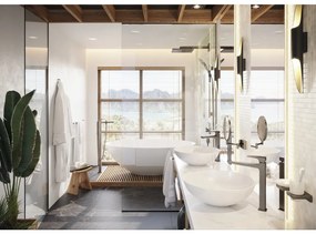 Hansgrohe AddStoris, kozmetické zrkadlo Ø188 mm, kartáčovaný čierny chróm, HAN-41791340