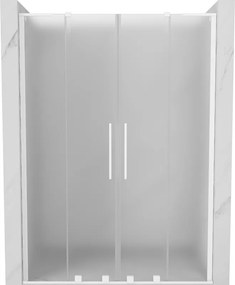 Mexen Velar L Duo, posuvné sprchové dvere do otvoru 150 cm, 8mm sklo námraza, biela matná, 871-150-003-32-20