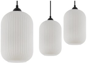 Závesné svietidlo Riffle 4, 1x biele sklenené tienidlo, b